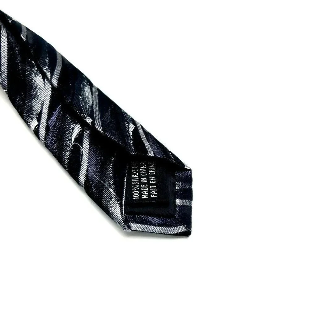 Pierre Cardin Silk‎ Tie Woven Gray Black Abstract Long